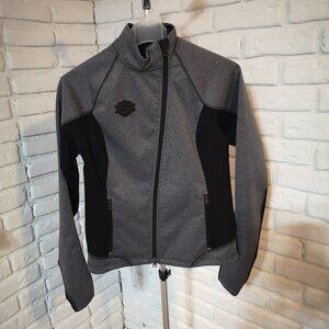 Harley-Davidson Ladies Size XS Grey w/ Black Full Zip High Neck Fitted Jacket
